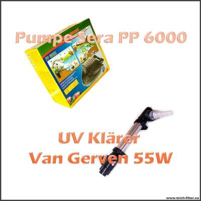 Set mit Pumpe Sera PP 6000 und UV Klärer 55W Van Gerven für Koiteich