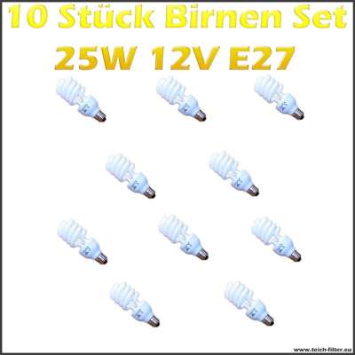 10 Stück Set 25W 12V Birnen mit E27 Fassung für Solar Inselanlagen günstig kaufen