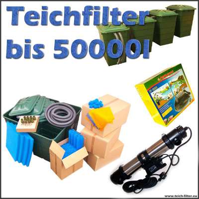 Teichfilter Komplettset 50000 mit Sera PP 6000 Teichpumpe für Garten-, und Koiteich und Sera Pond 55X UVC Lampe mit 55 Watt Leistung