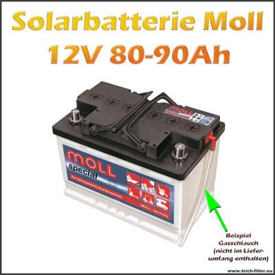 Moll Solarbatterie mit 80-90Ah Kapazität und 12V Spannung für Solar Inselanlagen im Haus und Garten