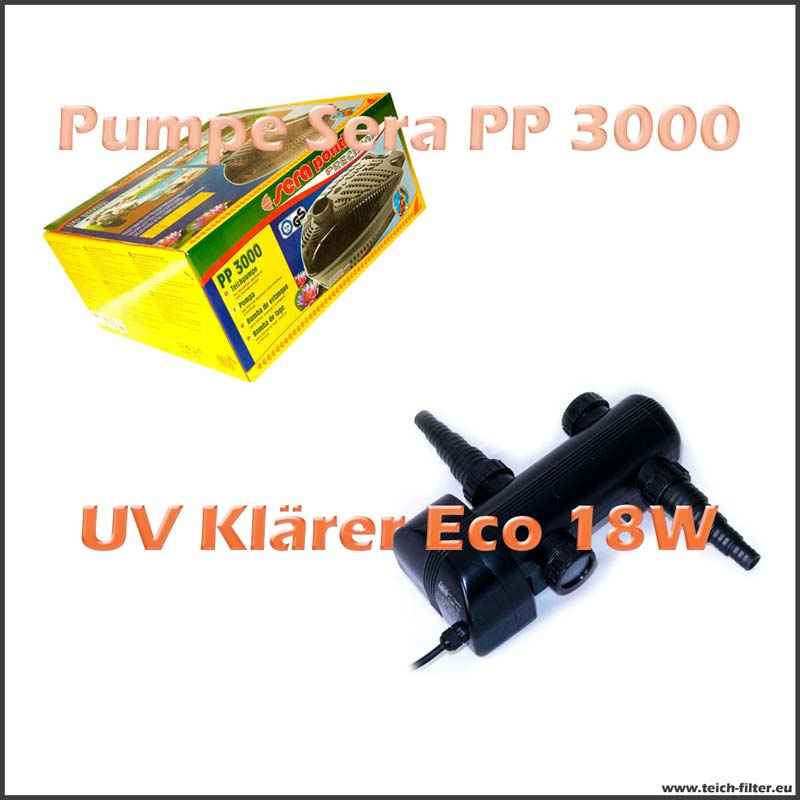 Sera PP 3000 Teichpumpe mit 18W UV Klärer Eco Teichtechnik Set