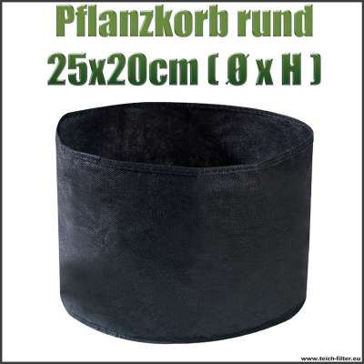 Pflanzkorb, Beutel oder Behälter rund textil für Teichpflanzen mit 25 x 20 cm am Gartenteich