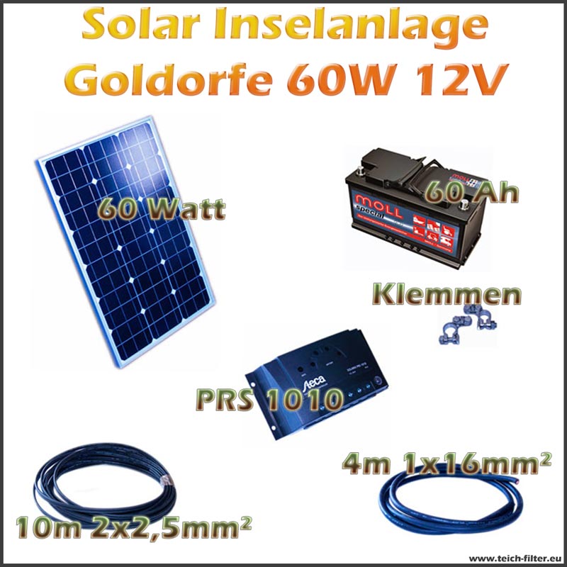 Teichfilter für und Solar Teich Garten Komplettset 12V 60W Inselanlage Goldorfe | als