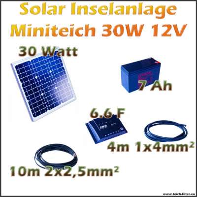 Solar Inselanlage 30W 12V Miniteich für Camping und Zelt als Komplettset