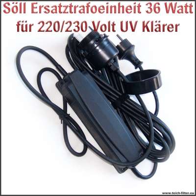 Söll Trafo Ersatzteil 20335 mit 36W und 220/230V für UV Klärer am Titan Teichfilter