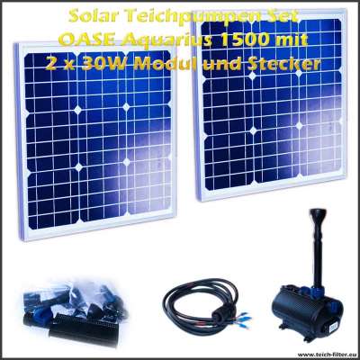 12V Solar Teichpumpen Set 1500 mit 2 Stück 30 Watt Modulen