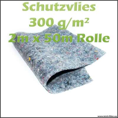 2m x 50m Rolle (100 qm) Schutzvlies 300g / m2 für Teichfolie und Unkraut