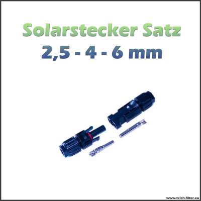 Stecker mit Buchse für Solarkabel 2,5 - 4 und 6 mm² an Solarmodulen