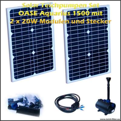 12V Solar Teichpumpen Set 1500 mit 2 Stück 20 Watt Modulen