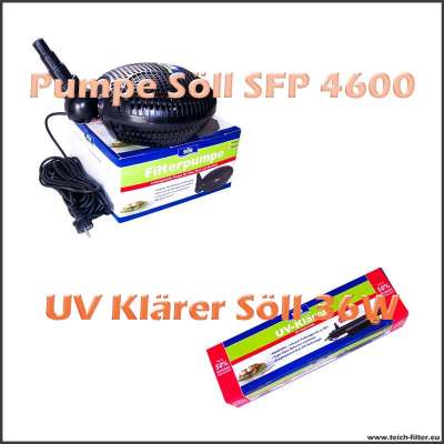 Gartenteich Set mit Pumpe Söll SFP 4600 und 36W UV Klärer mit Daytronic