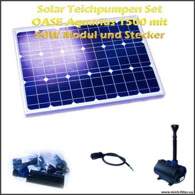 12V Solar Teichpumpen Set 1500 mit 50 Watt Modul und Filter