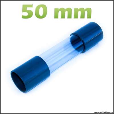 50 mm Muffe transparent als Schauglas und Sichtfenster am Teich