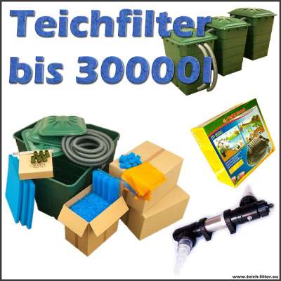 Teichfilter bis 30000 Liter Premium mit Teichpumpe und UVC Klärer aus Edelstahl