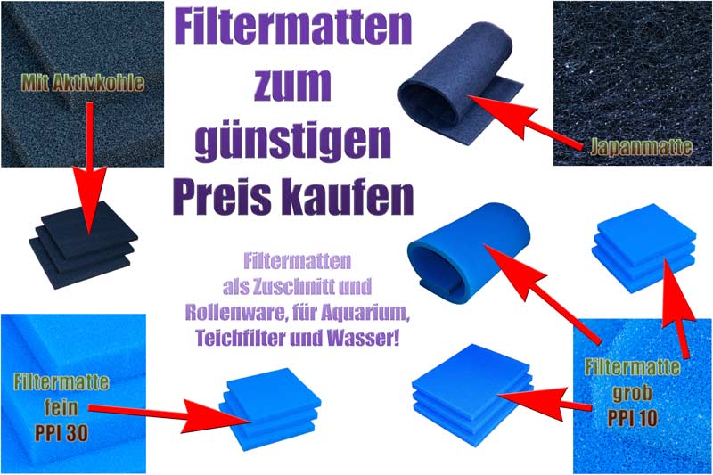 Filtermatten für Teichfilter, Aquarium und Wasser als Zuschnitt oder  Rollenware