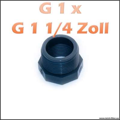 G 1 x 1 1/4 Zoll Gewindeadapter aus PVC