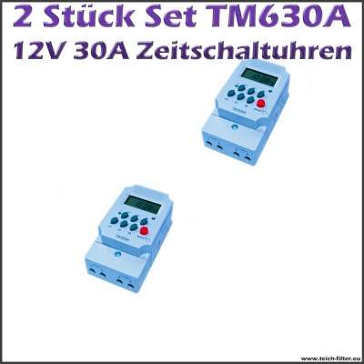 2 Stück 12V Timer Zeitschaltuhren 30A 630A im Set digital programmierbar mit Display