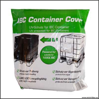 Schutzhaube Überwurf als UV-Schutz Verkleidung in schwarz für 1000 Liter IBC Container Tanks und zum Verstecken der Teichfilter