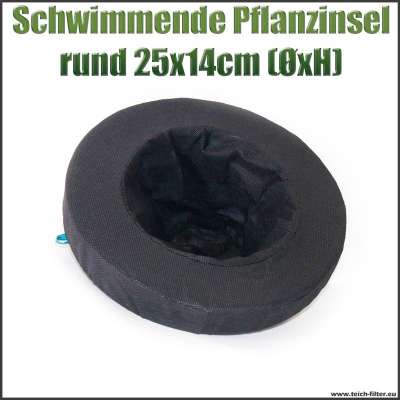Schwimmende Pflanzinsel rund 25x14cm mit Pflanzkorb für Teichpflanzen in Teichen auf der Wasseroberfläche