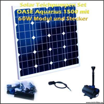 12V Solar Teichpumpen Set 1500 mit 60 Watt Modul für Springbrunnen