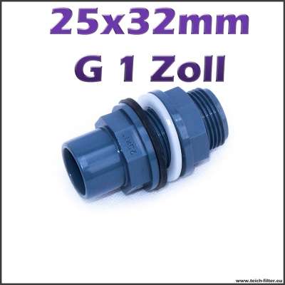 Tankdurchführung PVC 25 x 32 mm mit G 1 Zoll Gewinde