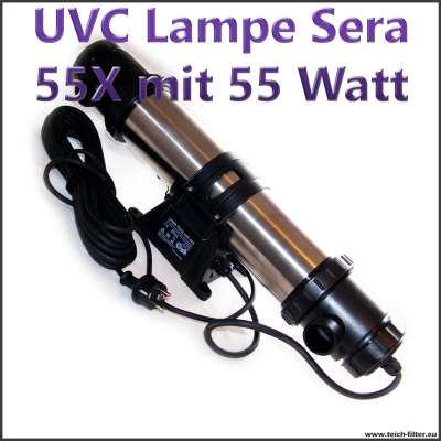 UVC Lampe 55X mit 55 Watt Leistung von Sera Pond mit Edelstahl Gehäuse