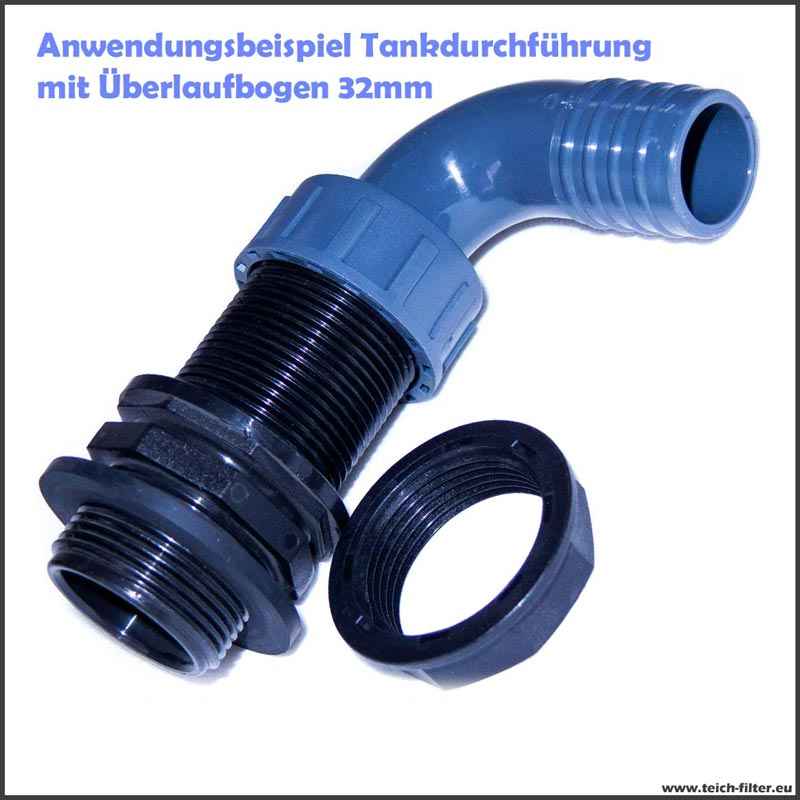 Tankdurchführung G 1 1/4 Zoll aus Kunststoff Teichfilter