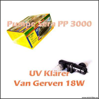 Set mit Sera PP 3000 Pumpe und Van Gerven 18W UV Klärer für Koiteich bis 5000 Liter