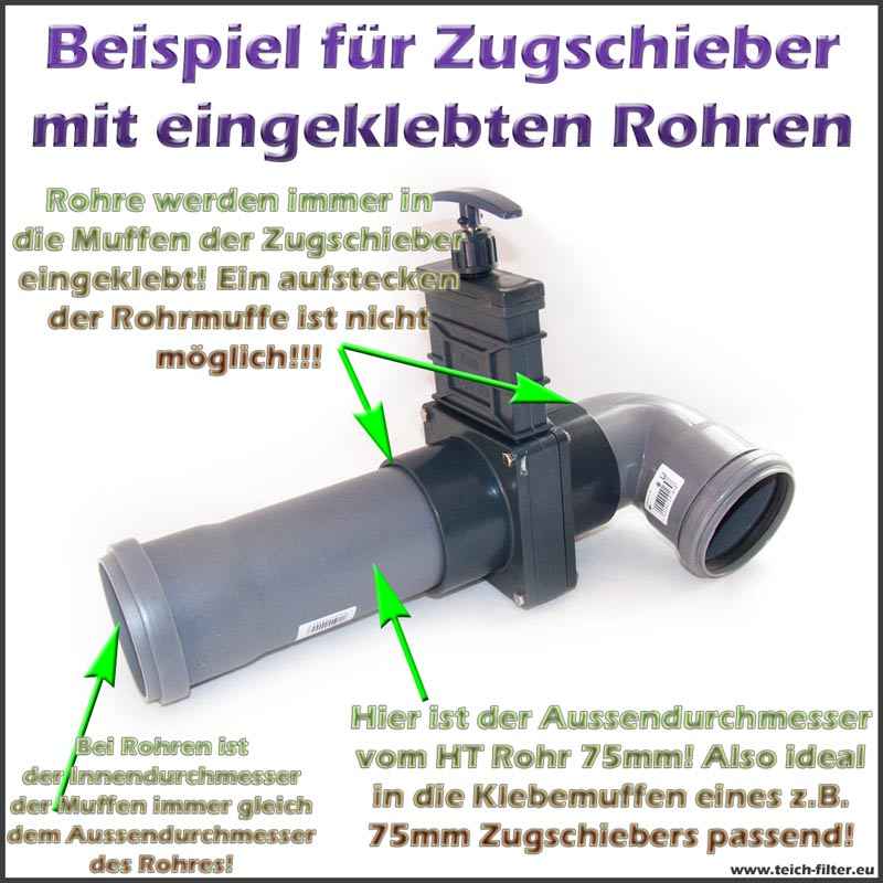 PVC Zugschieber DN 110 mm Teichfilter