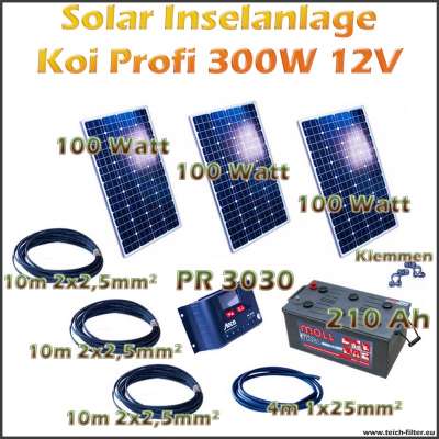 Solar Inselanlage 300W 12V Profi Koi als Komplettset günstig im Online Shop kaufen