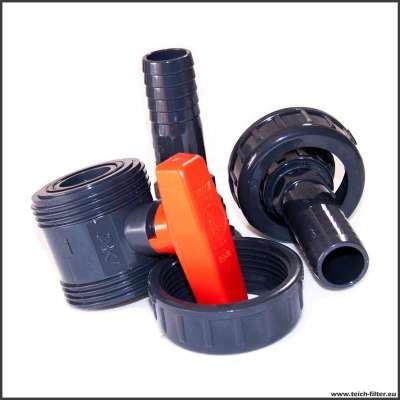 Kugelhahn DN 25 mm (1 Zoll) Schlauchanschluss PVC Teichfilter