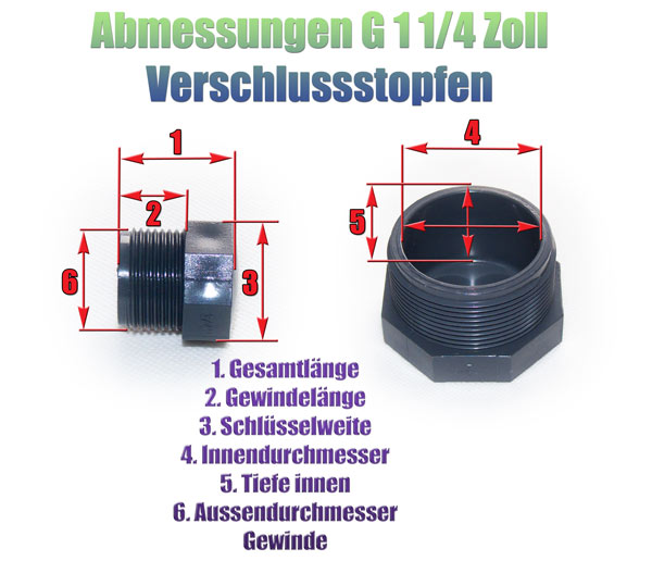 Mutter PVC Kunststoff G 1 1/4 Zoll Gewinde Achtkant VDL