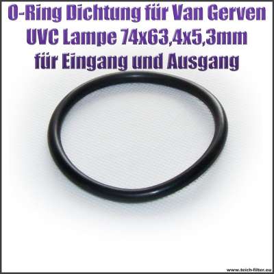 O-Ring Dichtung 74 x 63,4 x 5,3 mm für 78 mm Flansch an Van Gerven UVC Lampen Koi Professional