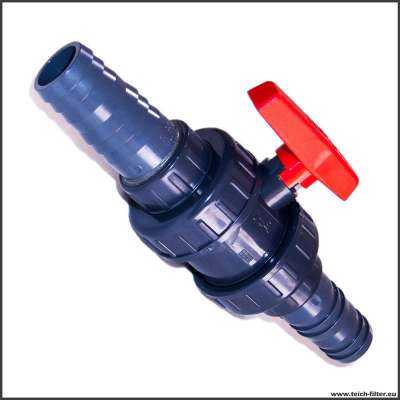 32mm (1 1/4 Zoll) Kugelhahn aus PVC Kunststoff mit Schlauchanschluss