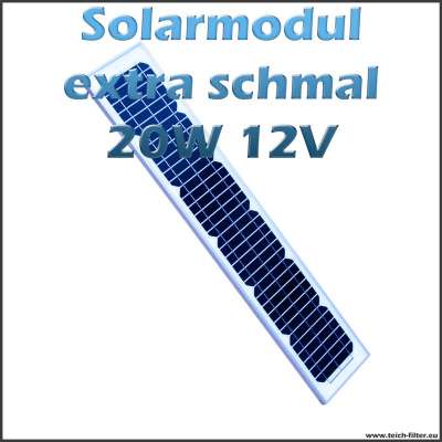 Solarmodul monokristallin extra schmal 20W 12V für Garten und Boot