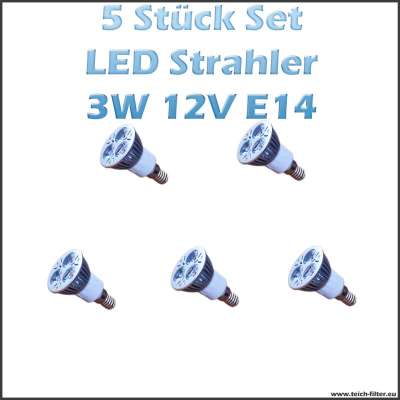 5 Stück Set LED Strahler Spot 3W 12V E14 (Warmweiss) für