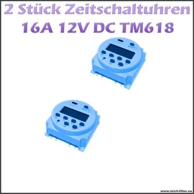 2 Stück Set digital programmierbare Zeitschaltuhren 12V 16A 618 für Aufputz Montage als Timer