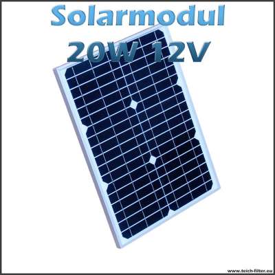 20W 12V Solarmodul monokristallin für Garten, Wohnmobil und Solarspringbrunnen