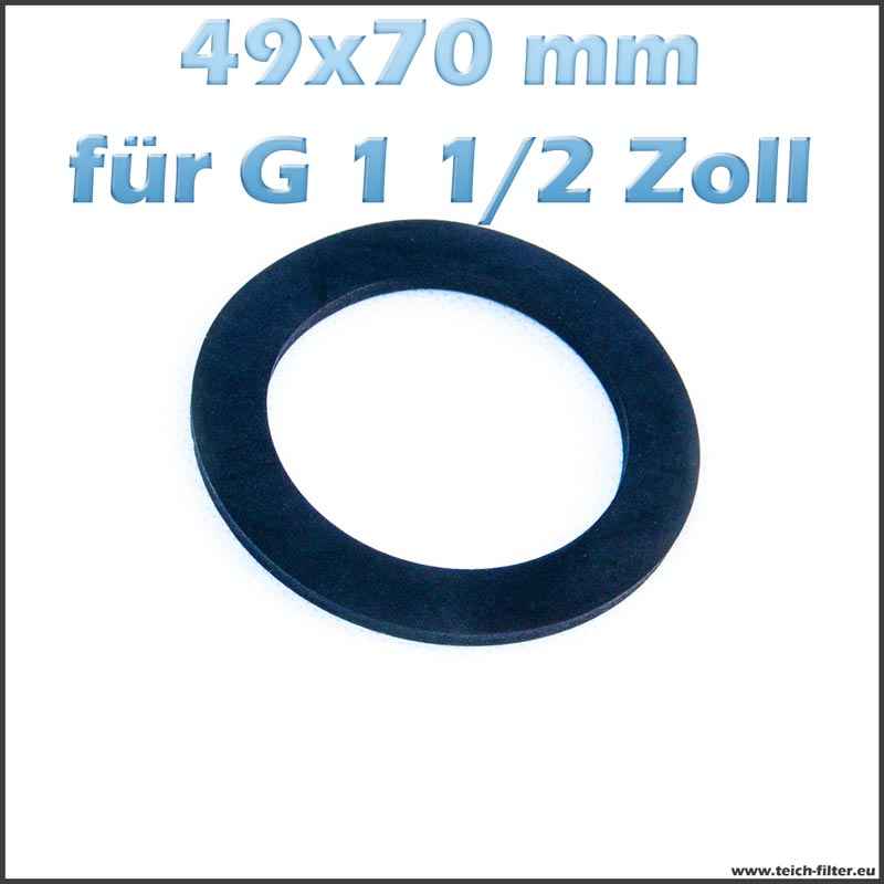 49 x 70 mm Dichtung für G 1 1/2 Zoll Gewinde Teichfilter