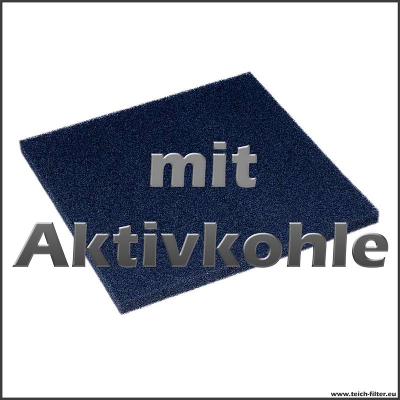 Filtermatte 50x50x3 cm 20 PPI schwarz mit Aktivkohle