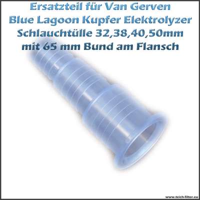 65mm Schlauchtülle für 32, 38, 40 und 50mm Schläuche am Kupfer Elektrolyzer von Van Gerven