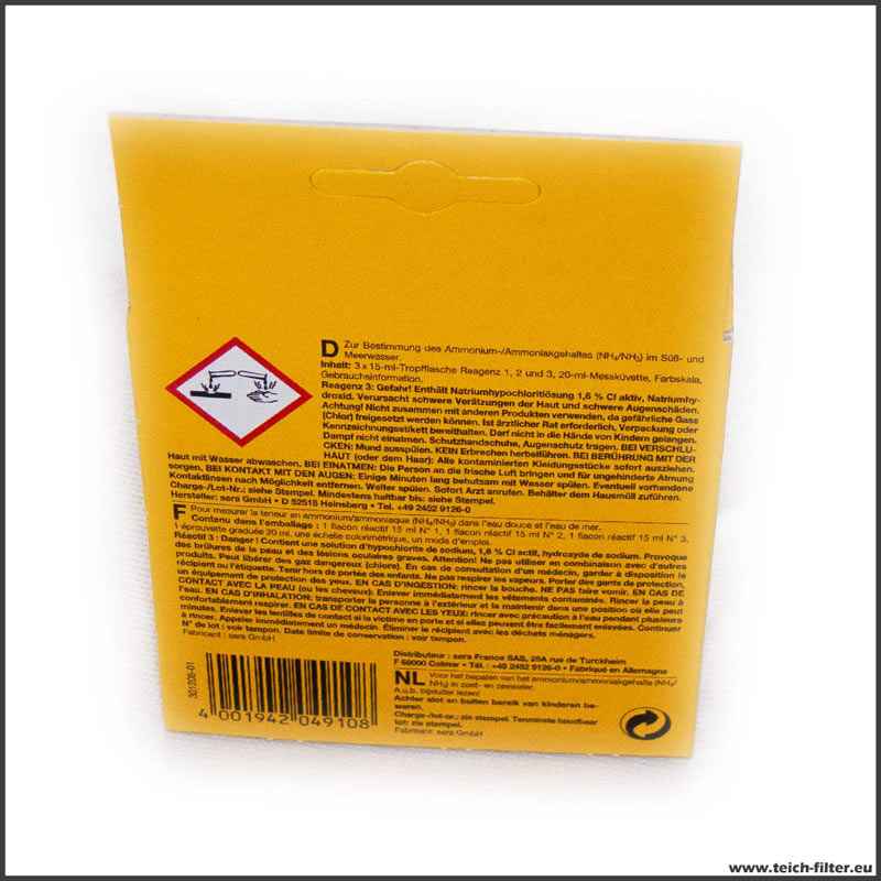 Sera Pond NH4 und NH3 (Ammonium und Ammoniak) Wassertest für Süsswasser