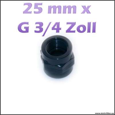 25 mm x G 3/4 Zoll Gewindemuffe aus PVC