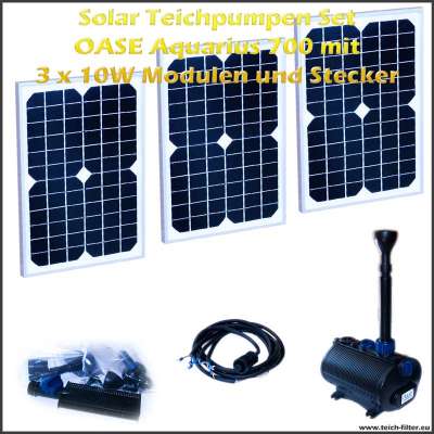 Solar Teichpumpen Set 12V 700 mit 3 Stück 10 Watt Modulen