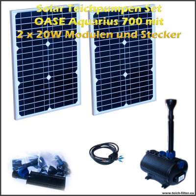 Solar Teichpumpen Set 12V 700 mit 2 Stück 20 Watt Modulen