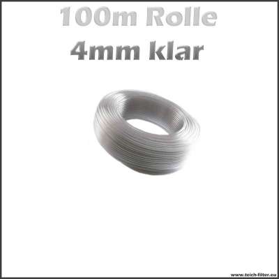 100 m Rolle Aquariumschlauch 4 mm in klar transparent