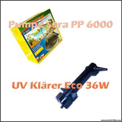 Technikset für Gartenteich mit Pumpe Sera PP 6000 und UV Klärer Eco 36 Watt