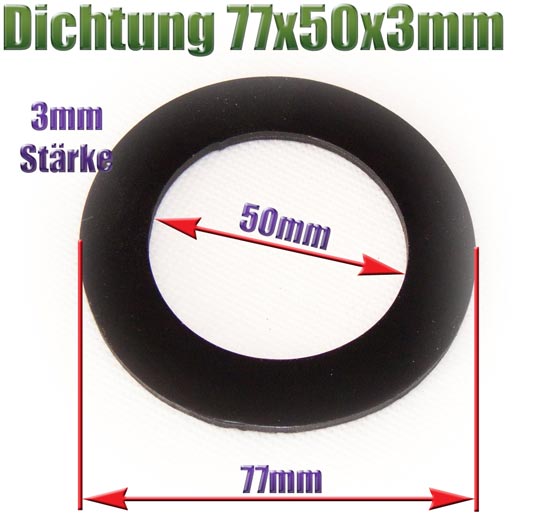 Dichtung 77 x 50 x 3 mm schwarz EPDM Gummidichtung flach Teichfilter