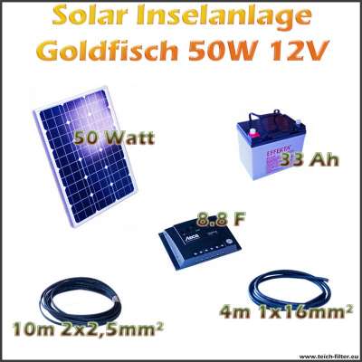 Solar Inselanlage 50W 12V Goldfisch für Garage und Boot als Komplettset