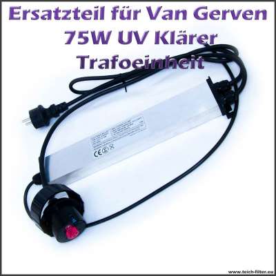 75 Watt Trafo für Van Gerven UVC Klärer mit T5 Fassung rot