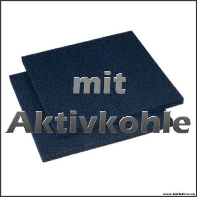 2 Filterschwämme PPI 20 in schwarz mit 50 x 50 x 3 cm aktivkohlebedampft